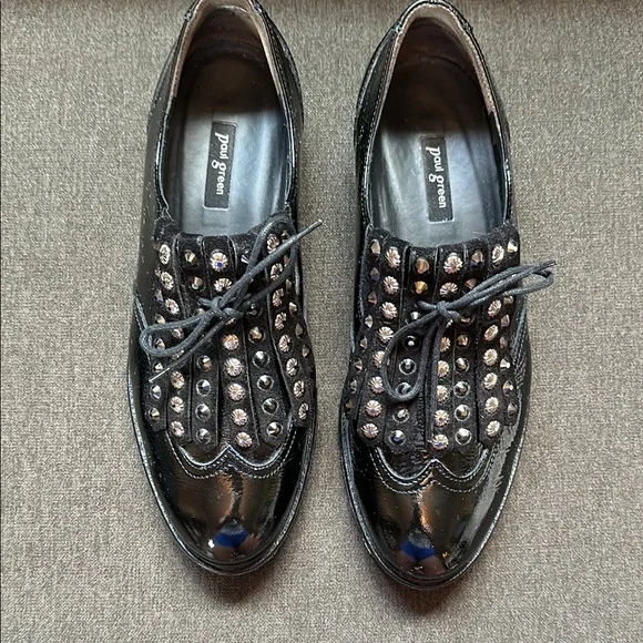 Paul Green Black Studded Oxfords - Picture 3 of 11